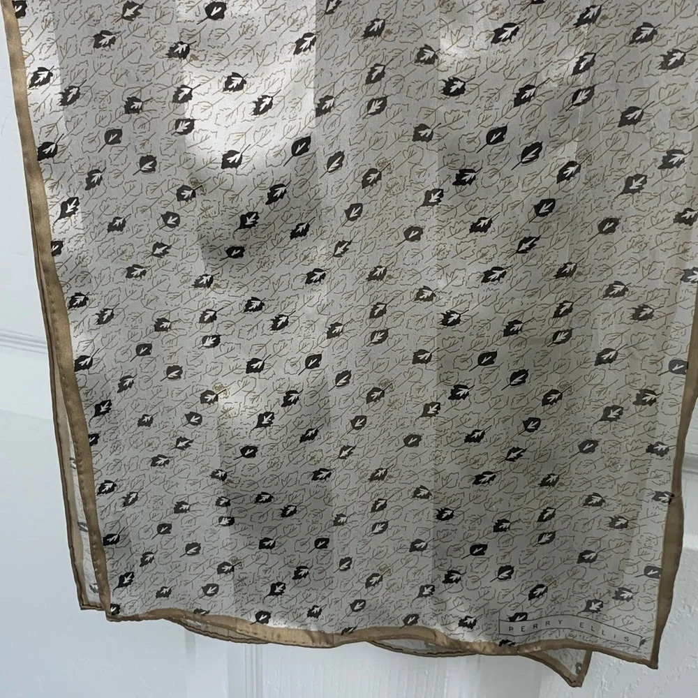 Perry Ellis silk scarf silver, tan mixed print